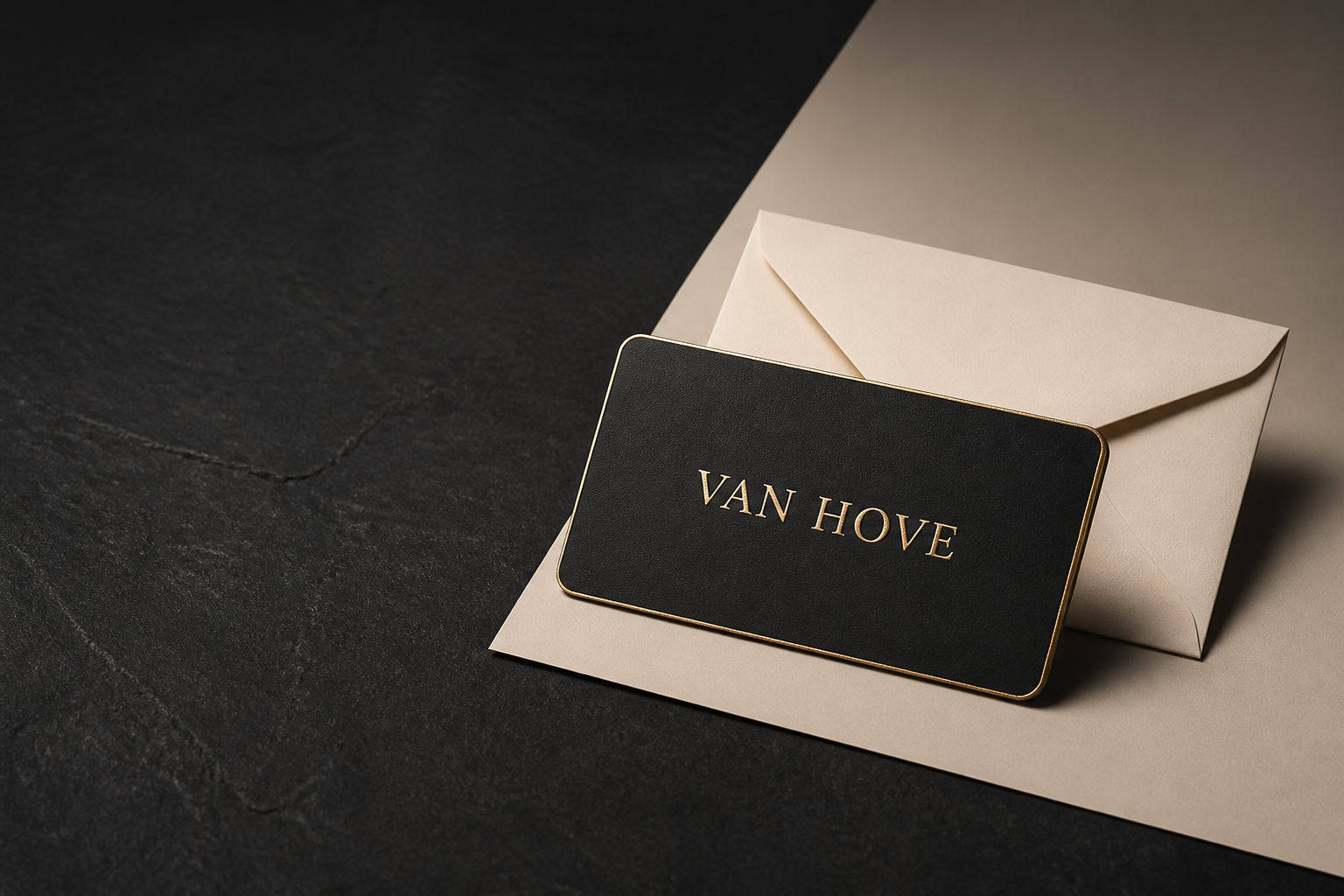 Carte cadeau noire VAN HOVE et son enveloppe ivoire